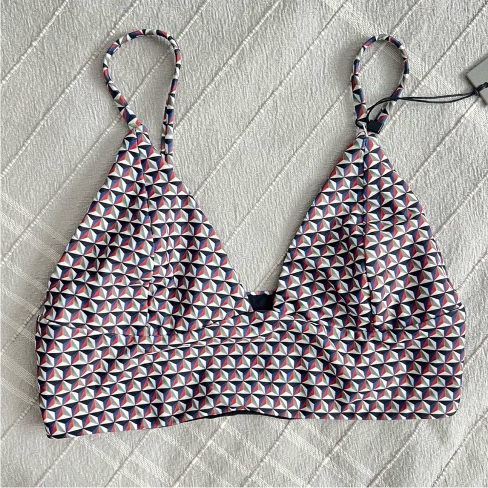 NEW BIKYNI Longline Bikini Top Geometric Pattern Size Small